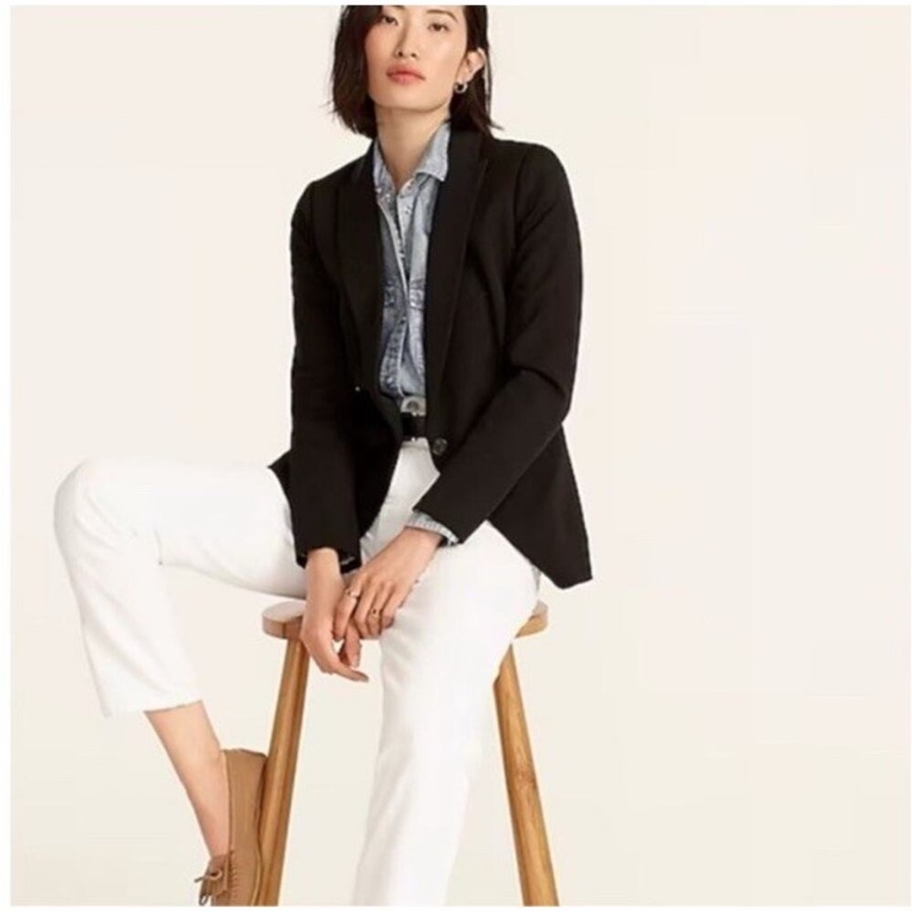 J.Crew Parke Wool Blazer Black Classic Tailored Workwear Jacket, size 2 - Picture 2 of 15